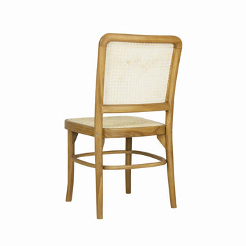 Colmar Mid-Century Vintage Wood Rattan Dining Chair - JONATHAN Y